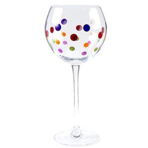 Pampered Chef Dots Collection Wine Glasses ~ 3 Balloon Goblets Discontinued EUC